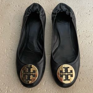 Black and Gold Tory Burch flats, good condition